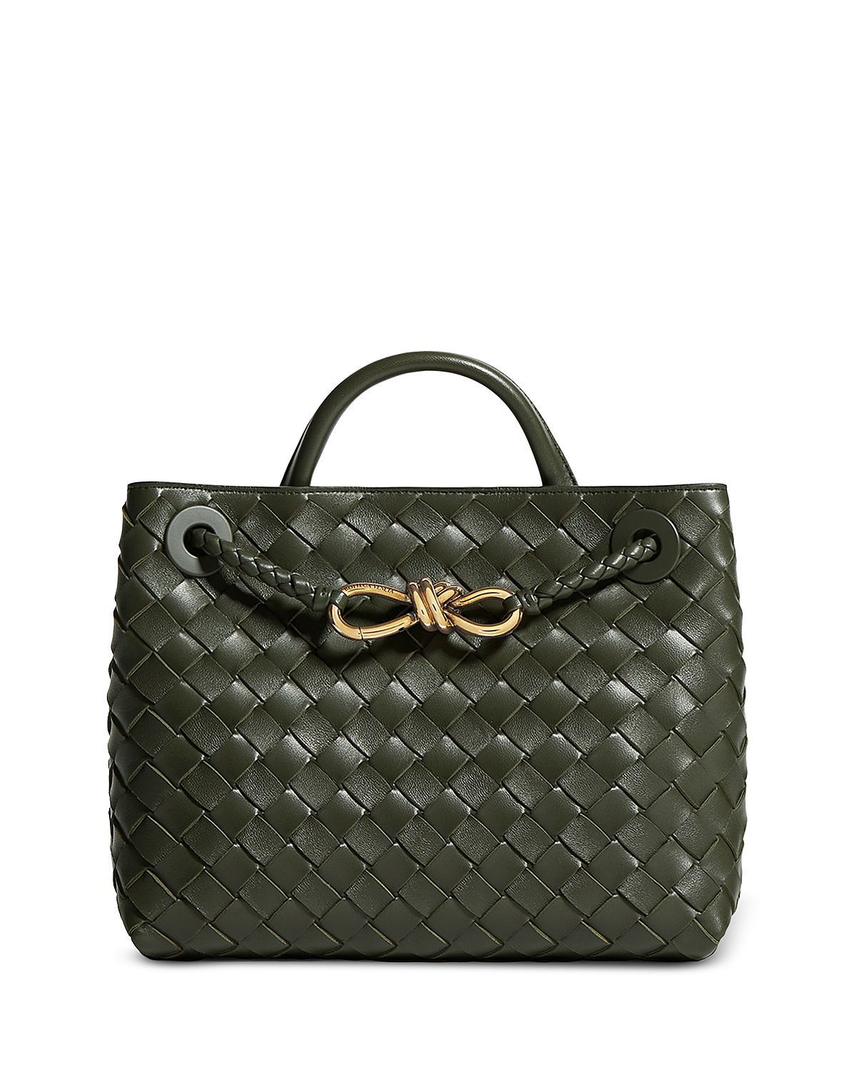 Bottega Veneta Small Andiamo Intrecciato Leather Top Handle Bag