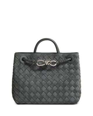 Small Andiamo Intrecciato Suede Top Handle Bag