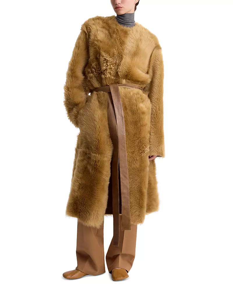 Fforme Demi Reversible Shearling Belted Coat