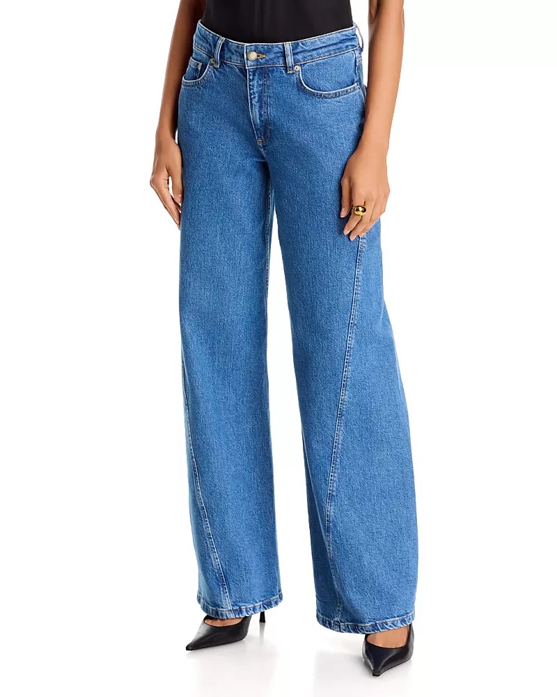 Cinq a Sept Carina Mid Rise Wide Leg Jeans in Salt Breeze