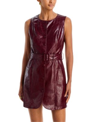 Faux Leather Belted Mini Dress - Exclusive
