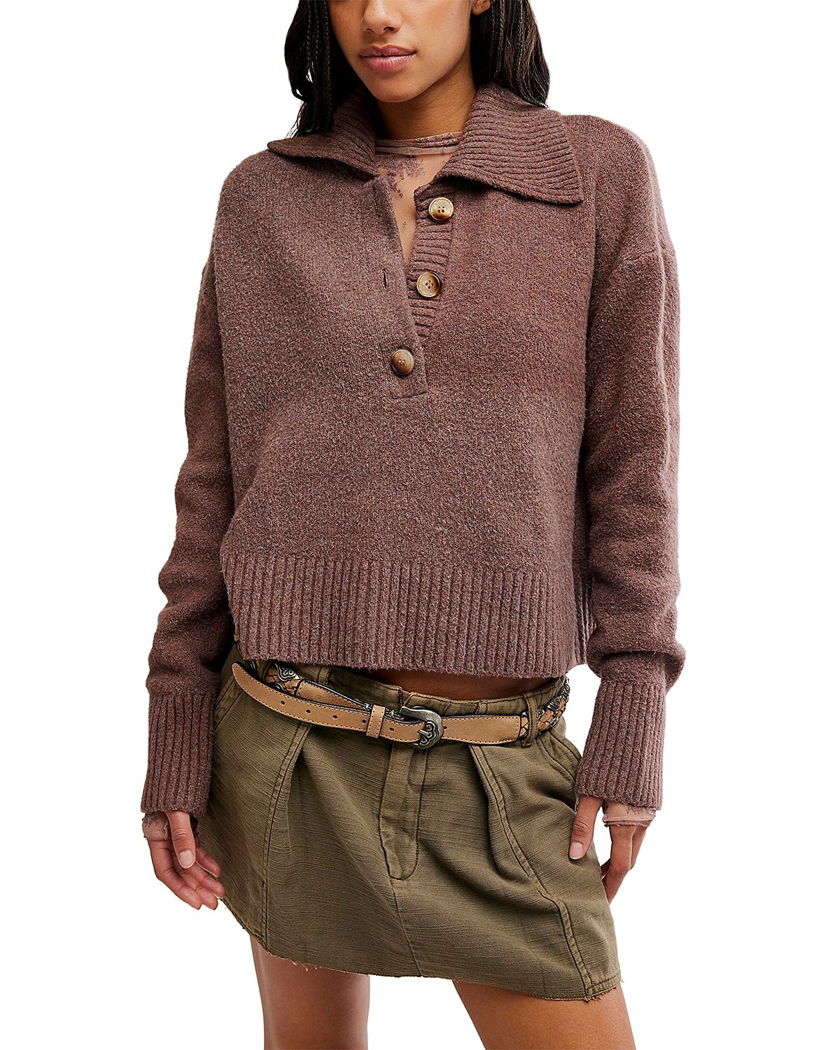 Free People Trading Up Polo Sweater