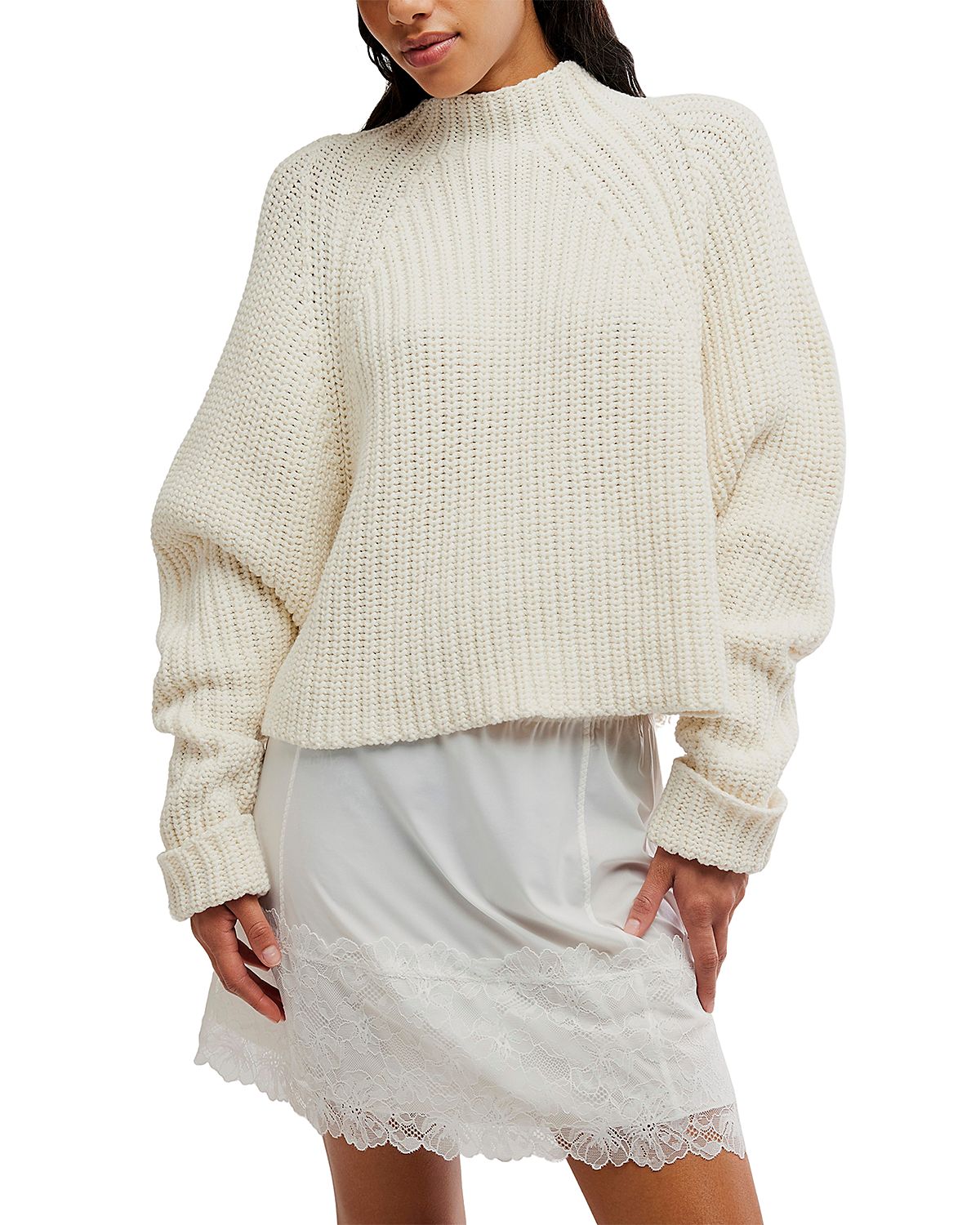 Free People Low Tide High Neck Cuffed Sweater