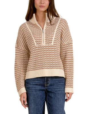 Mock Neck Cropped Drop Shoulder Sweater