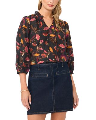 Vince Camuto Cotton Tie Neck Top