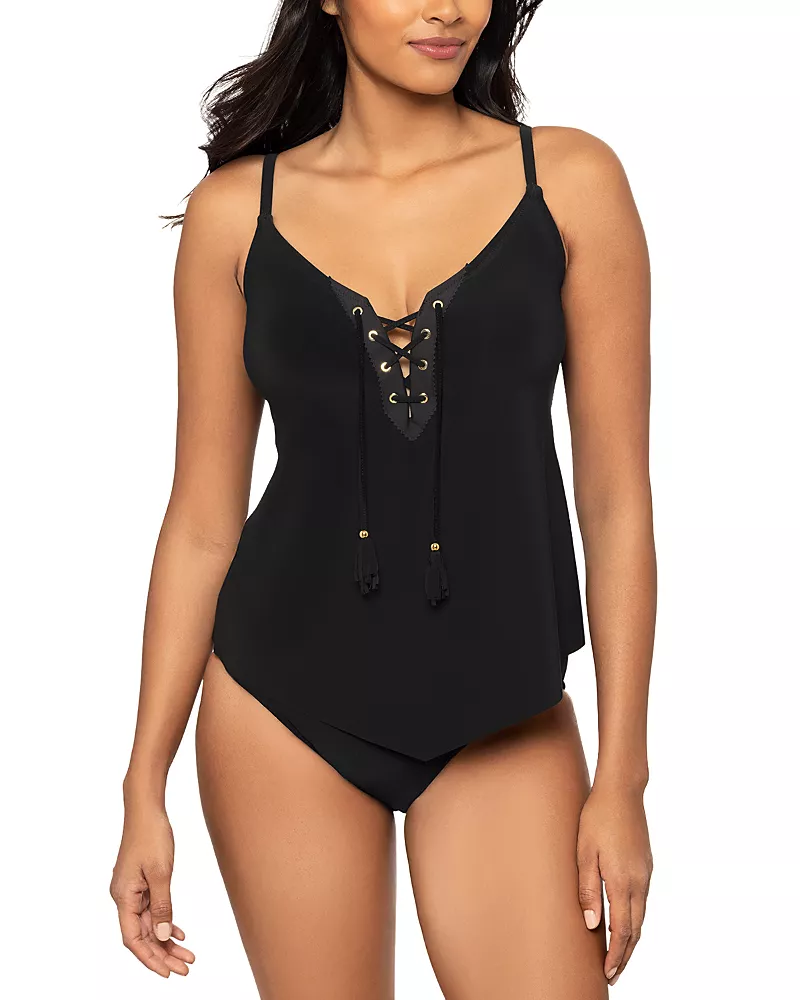Magicsuit Meredith Tasseled Lace Up Tankini Top