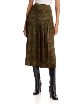 Silk Pleated Long Skirt