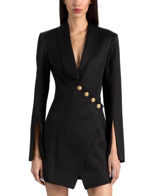 Alice and Olivia The Sculpt Wool Blend Asymmetrical Blazer Dress