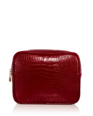 Croc Embossed Faux Leather Pouch