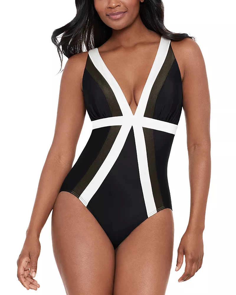 Miraclesuit Spectra Trilogy Striped One Piece Swimsuit