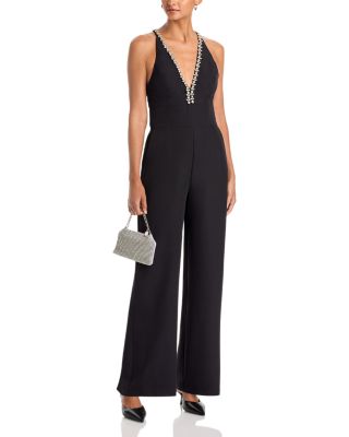 Jewel Trim Plunge V Neck Jumpsuit - Exclusive
