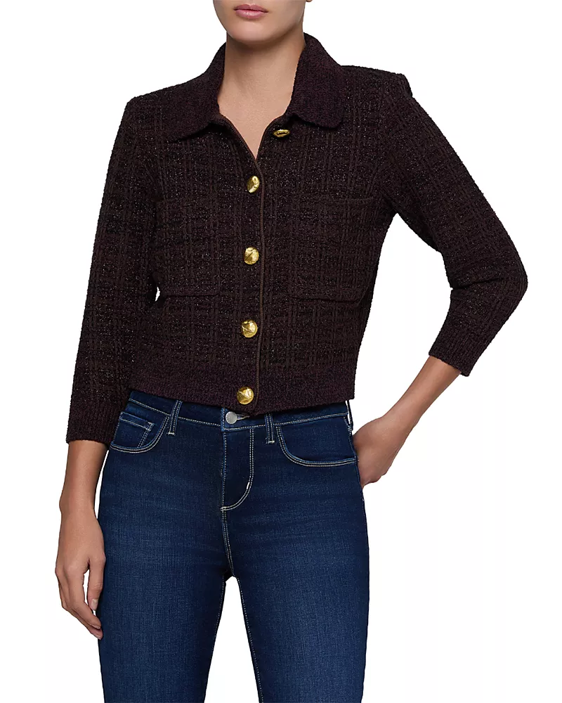 L'Agence Morrigan Tweed Stitch Collared Cardigan