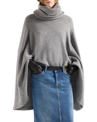 Wool High Neck Shawl Sweater