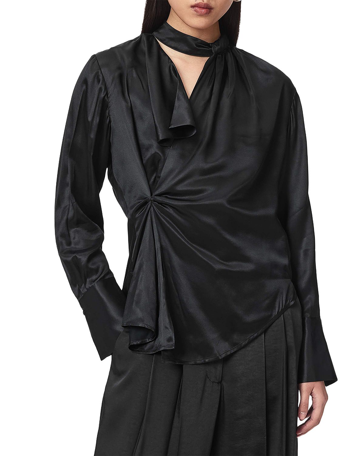 Allsaints Zellie Gathered Asymmetric Top