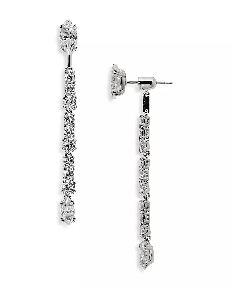 Nadri Twinnie Front to Back Linear Drop Earrings