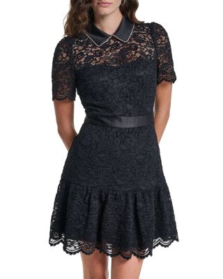 Chenille Lace Scallop Hem Dress