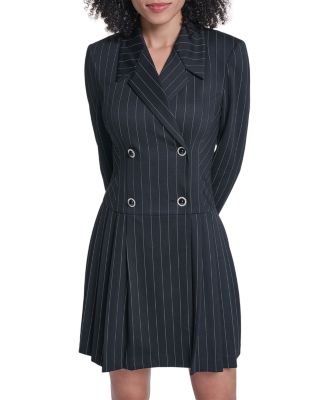 Pinstripe Double Breasted Blazer Dress