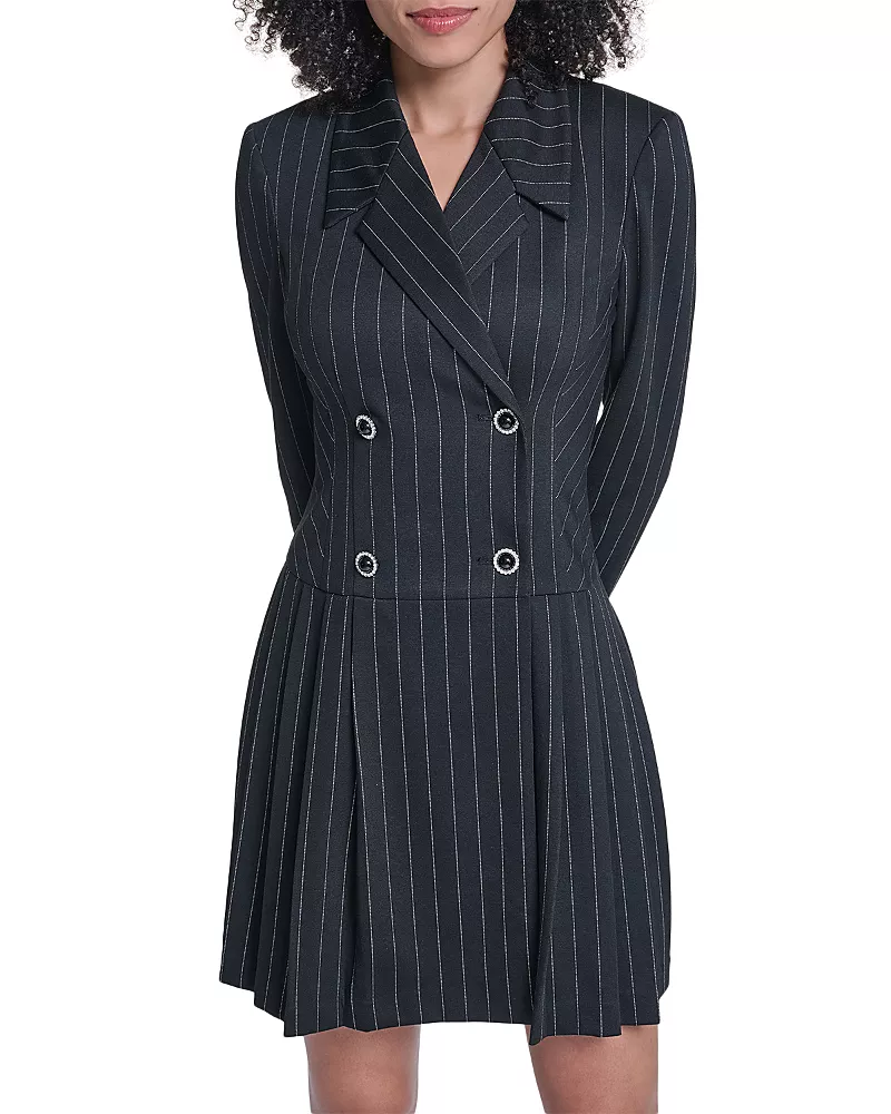 Karl Lagerfeld Paris Pinstripe Double Breasted Blazer Dress