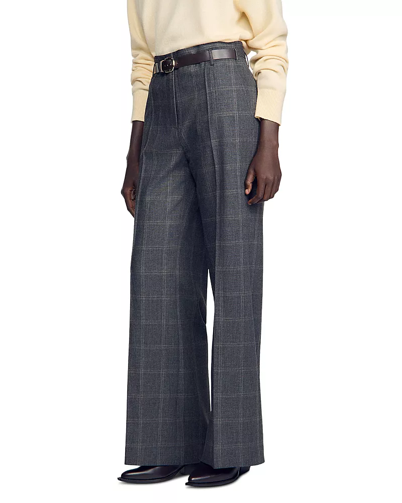 Sandro Colton Belted Straight Leg Pants
