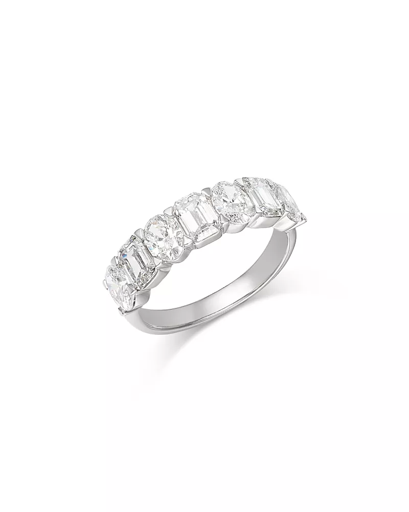 Bloomingdale's Fine Collection Luxe Collection Certified Lab Grown Diamond Mixed Cut Band in 14K White Gold, 3.0 tcw