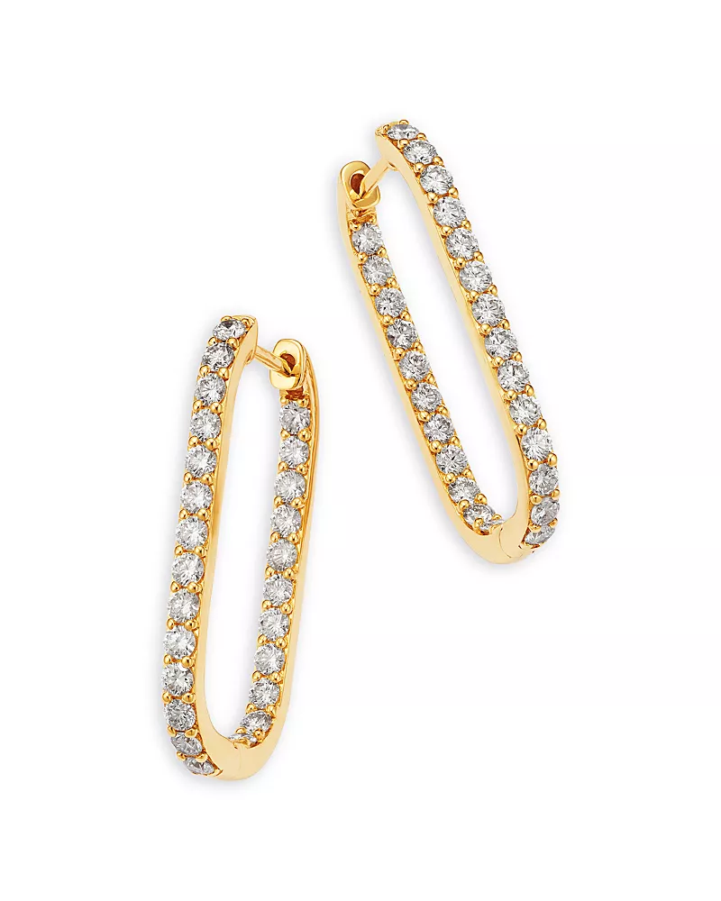 Bloomingdale's Fine Collection Diamond Inside Out Oblong Hoop Earrings in 14K Yellow Gold, 2.0 tcw