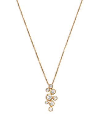 Diamond Bezel Cluster Pendant Necklace in 14K Yellow Gold, 0.50 tcw