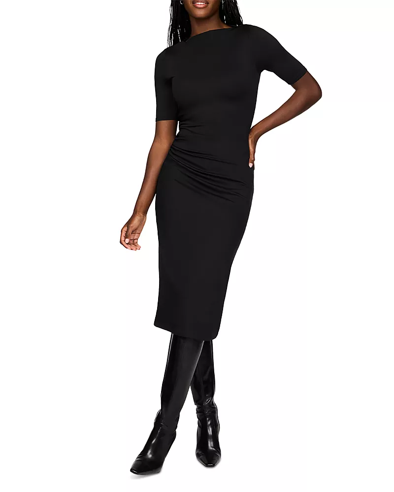 Spanx SPANXsmooth Jersey High Neck Ruched Midi Dress