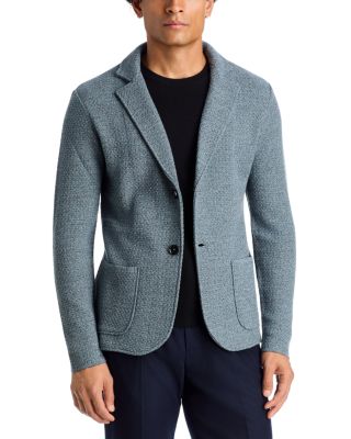 Wool Basketweave Slim Fit Sweater Jacket