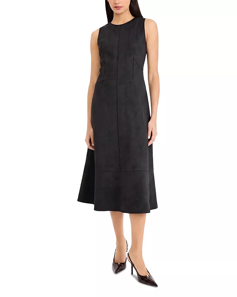 Donna Morgan Faux Suede Sleeveless Midi Dress