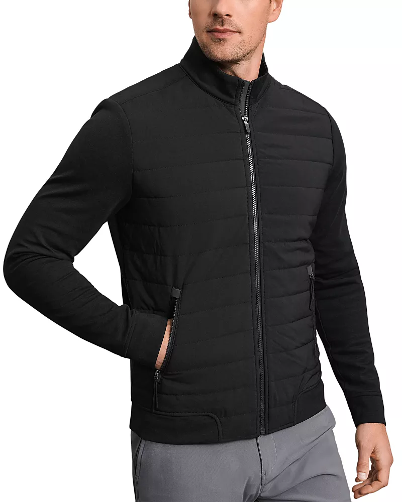 Rhone Stand Collar Quilted Zip Panel Jacket