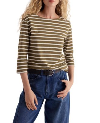  Sailor Boat Neck 3/4 Sleeve Top
