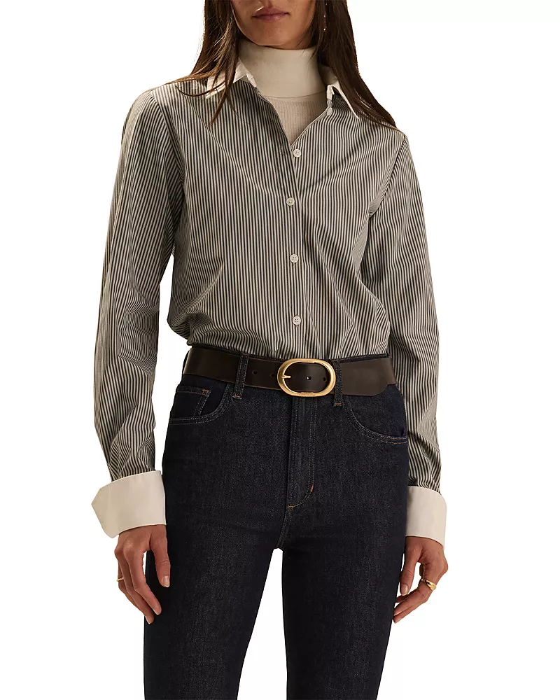 Favorite Daughter The Cuffed Statement Cotton Shirt