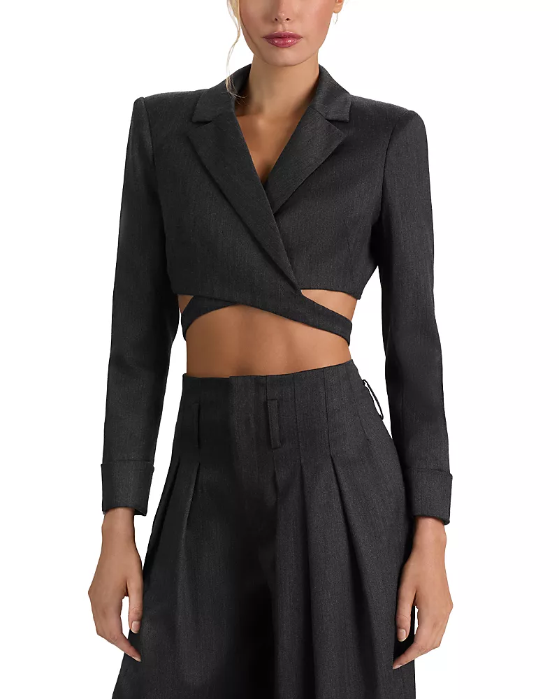 Alice and Olivia Leone Wool Stretch Wrap Blazer