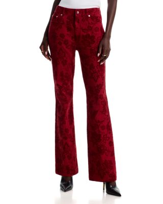 Paisley Flocked Stevie High Leg Jeans in Rougewood