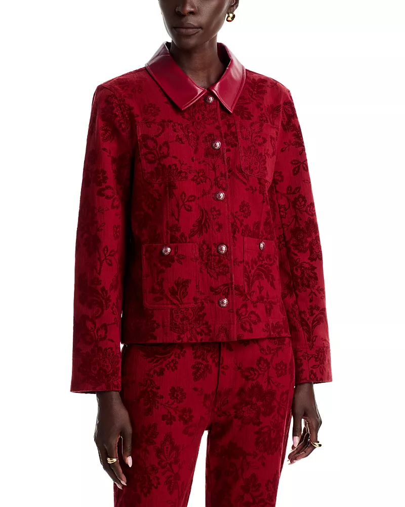 Cinq a Sept Dalton Cotton Stretch Flocked Jacket