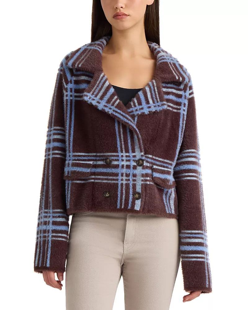 Nvlt Plaid Double Breasted Sweater Jacket