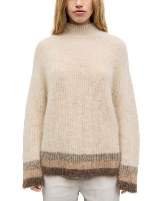 Rola Mock Neck Striped Trim Pullover Sweater