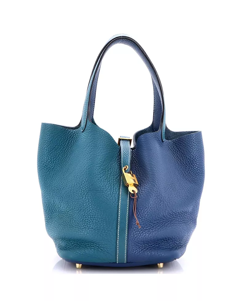 Pre-Owned HERMES Picotin Lock Mm Bicolor Clemence Bucket Bag