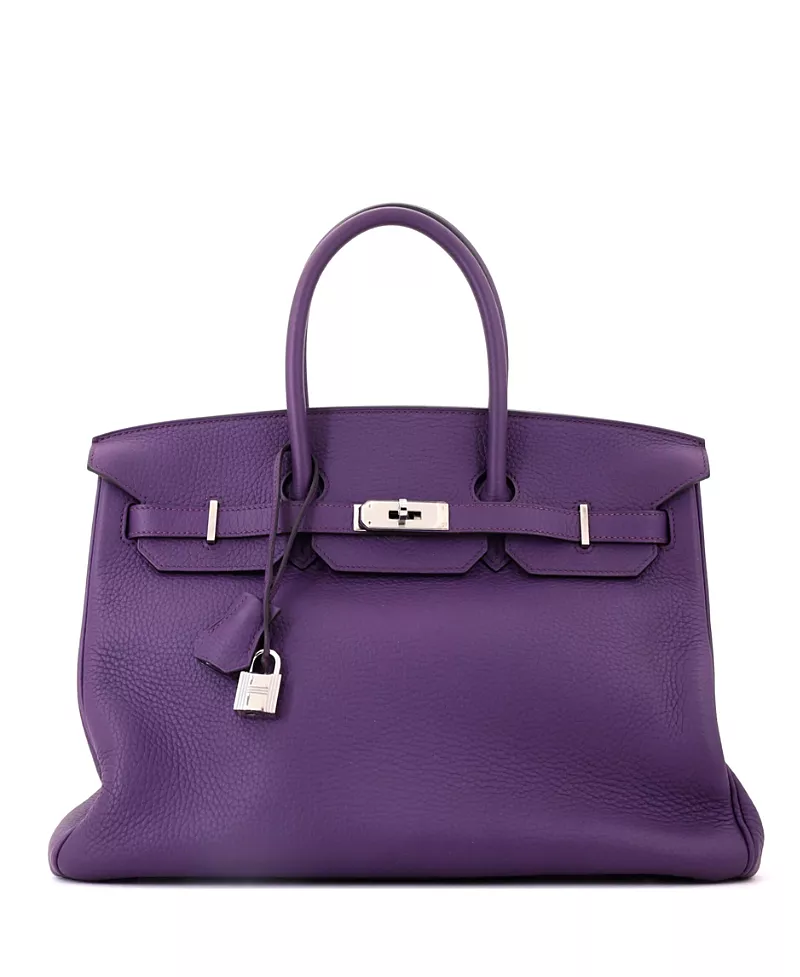 Pre-Owned HERMES Birkin 35 Clemence Leather Palladium Hardware Satchel