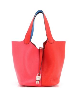 Casaque Picotin Lock MM Clemence Leather Bucket Bag