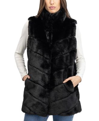  Faux Fur Rex Rabbit Chevron Vest