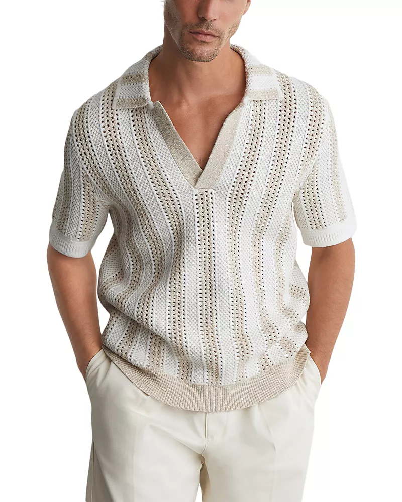 Reiss Globe Crochet Knit Polo
