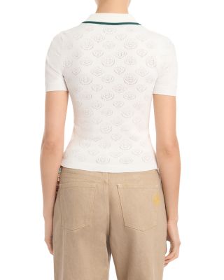 Pointelle Monogram Half Zip Polo Shirt - thumbnail 3