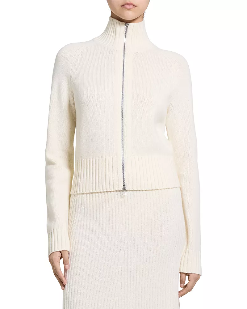 Theory Wool & Cashmere Turtleneck Cardigan Sweater