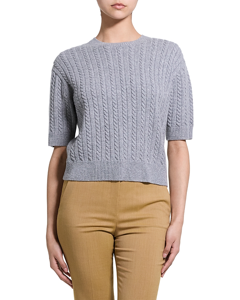 Theory Cropped Cable Knit Cashmere Crewneck Sweater - Exclusive
