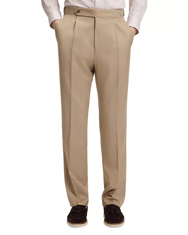 Boss H-Perino Wool Tapered Fit Pleat Pants