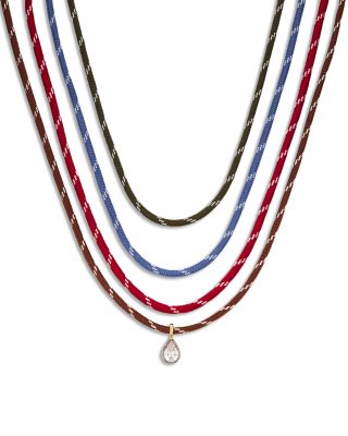 Cubic Zirconia Pear Pendant Cord Necklaces, Set of 4 - Exclusive