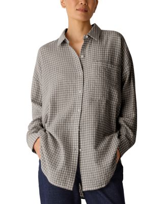 Wool & Cotton Check Classic Collar Long Shirt