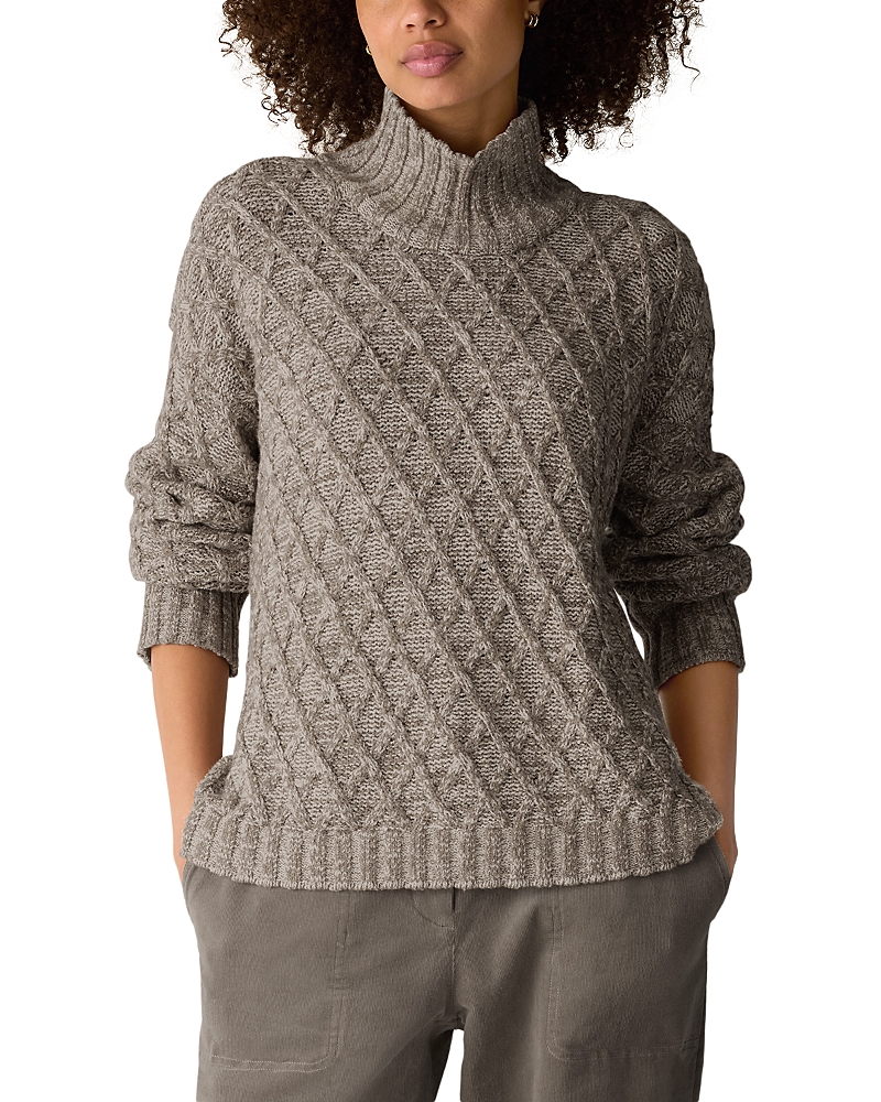 Eileen Fisher Peruvian Cotton Boucle Blend Turtleneck Sweater