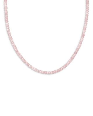 10K Yellow Gold Rose Quartz Rondelle Beaded Collar Necklace, 17.75"